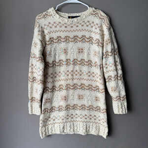 Lizsport sz S petite cream‎ knit sequin sweater